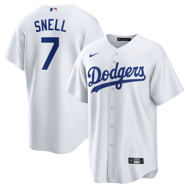 Men's White Los Angeles Dodgers #7 Blake Snell 2024 Cool Base Stitched Baseball Jersey